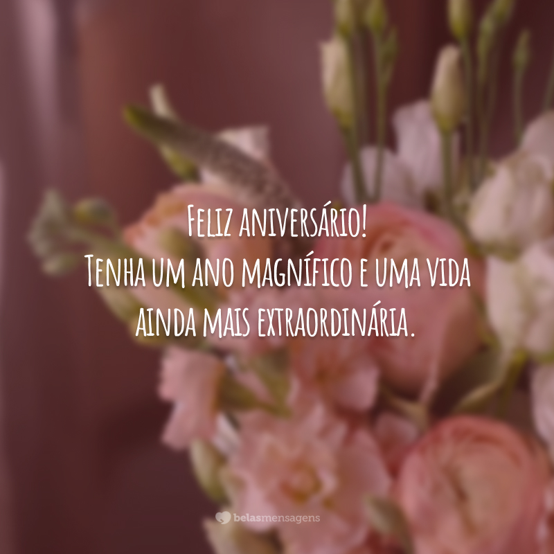 Feliz aniversário! Tenha um ano magnífico e uma vida ainda mais extraordinária.