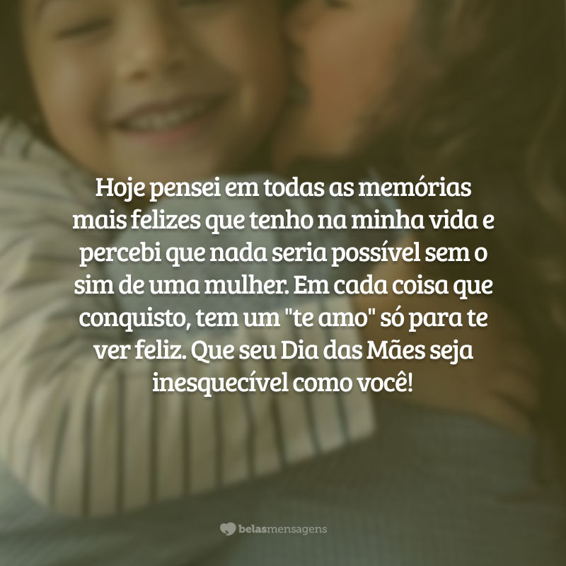 Hoje pensei em todas as memórias mais felizes que tenho na minha vida e me dei conta que nada disso seria possível sem o sim de uma mulher. Mãe, sua coragem de amar e tirar o melhor de cada situação me inspira a continuar. Em cada coisa que conquisto, tem um 