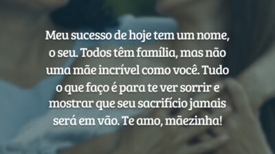 Mãe, todo dia é o seu dia! Se eu pudesse, eu te daria um caminhão de flores de todas as cores, o céu inteiro e o mar… Pois eu amo te amar. Feliz Dia das Mães!