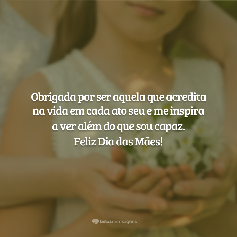 Todas as coisas estão destinadas a acabar, menos o amor de mãe que permite a humanidade continuar. Obrigada por ser aquela que acredita na vida em cada ato seu e me inspira a ver além do que sou capaz. Feliz Dia das Mães!