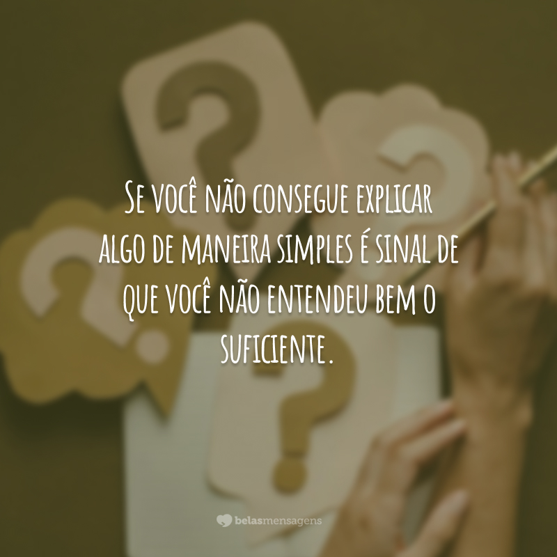 Se você não consegue explicar algo de maneira simples é sinal de que você não entendeu bem o suficiente.