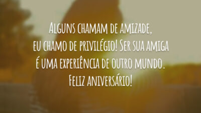 Alguns chamam de amizade, eu chamo de privilégio! Ser sua amiga é uma experiência de outro mundo. Feliz aniversário!