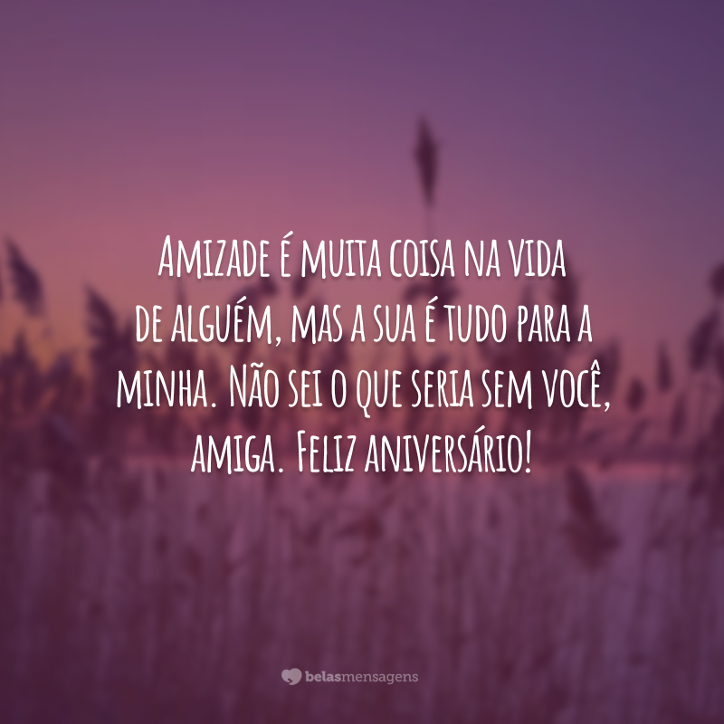 Amizade é muita coisa na vida de alguém, mas a sua é tudo para a minha. Não sei o que seria sem você, amiga. Feliz aniversário!