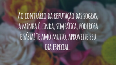Ao contrário da reputação das sogras, a minha é linda, simpática, poderosa e sábia! Te amo muito, aproveite seu dia especial.
