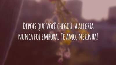 Depois que você chegou, a alegria nunca foi embora. Te amo, netinha!