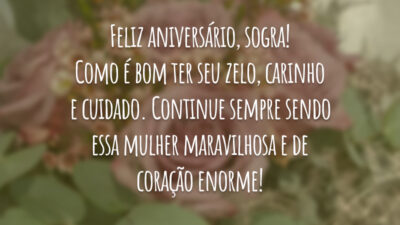 Feliz aniversário, sogra! Como é bom ter seu zelo, carinho e cuidado. Continue sempre sendo essa mulher maravilhosa e de coração enorme!