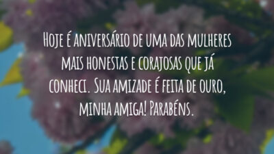Hoje é aniversário de uma das mulheres mais honestas e corajosas que já conheci. Sua amizade é feita de ouro, minha amiga! Parabéns.