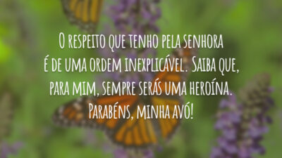 O respeito que tenho pela senhora é de uma ordem inexplicável. Saiba que, para mim, sempre serás uma heroína. Parabéns, minha avó!