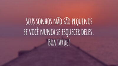 Seus sonhos não são pequenos se você nunca se esquecer deles. Boa tarde!