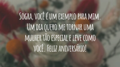 Sogra, você é um exemplo para mim. Um dia quero me tornar uma mulher tão especial e leve como você. Feliz aniversário!