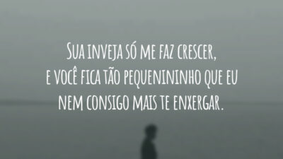 Sua inveja só me faz crescer, e você fica tão pequenininho que eu nem consigo mais te enxergar.