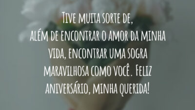 Tive muita sorte de, além de encontrar o amor da minha vida, encontrar uma sogra maravilhosa como você. Feliz aniversário, minha querida!