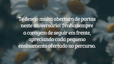 Te desejo muita abertura de portas neste aniversário! Tenha sempre a coragem de seguir em frente, apreciando cada pequeno ensinamento ofertado no percurso.