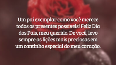 Um pai exemplar como você merece todos os presentes possíveis! Feliz Dia dos Pais, meu querido. De você, levo sempre as lições mais preciosas em um cantinho especial do meu coração.
