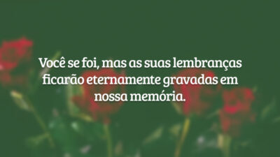 Você se foi, mas as suas lembranças ficarão eternamente gravadas em nossa memória.