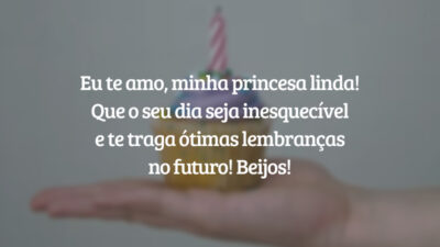 Eu te amo, minha princesa linda! Que o seu dia seja inesquecível e te traga ótimas lembranças no futuro! Beijos!