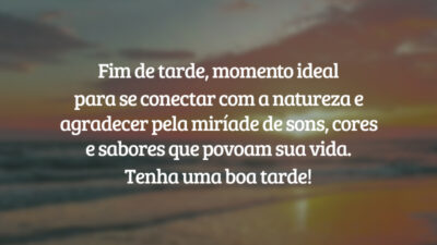 Fim de tarde, momento ideal para se conectar com a natureza e agradecer pela miríade de sons, cores e sabores que povoam sua vida. Tenha uma boa tarde!