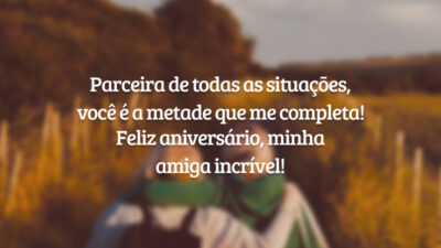 Parceira de todas as situações, você é a metade que me completa! Feliz aniversário, minha amiga incrível!