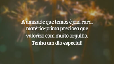 A amizade que temos é joia rara, matéria-prima preciosa que valorizo com muito orgulho. Tenha um dia especial!