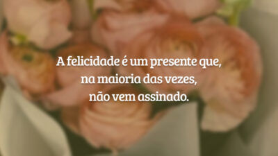A felicidade é um presente que, na maioria das vezes, não vem assinado.