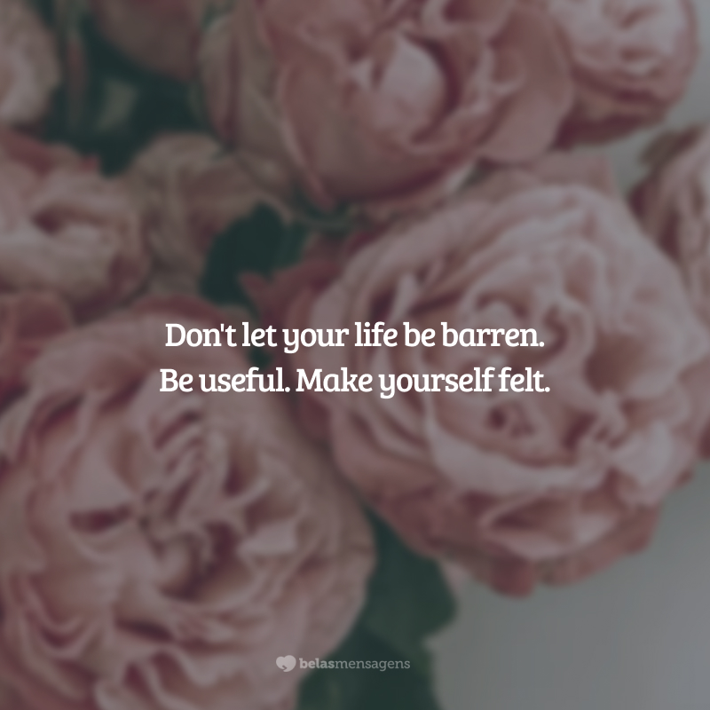 Que a tua vida não seja uma vida estéril. - Sê útil. - Deixa rastro. (Don't let your life be barren. Be useful. Make yourself felt.)