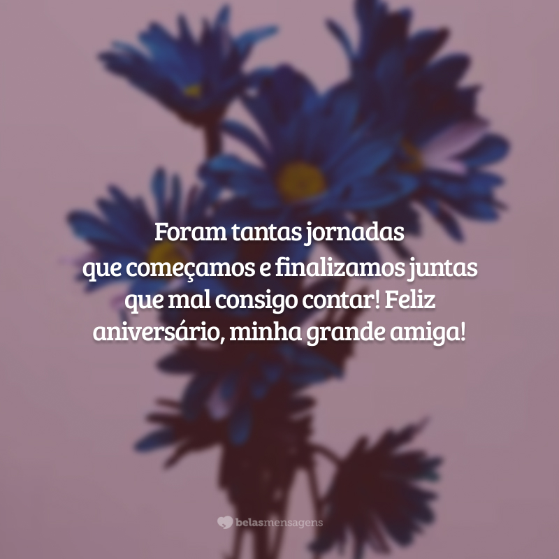 Foram tantas jornadas que começamos e finalizamos juntas que mal consigo contar! Feliz aniversário, minha grande amiga!