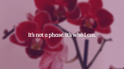 It’s not a phase. It’s who I am. (Não é uma fase. É quem eu sou.)