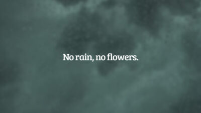 No rain, no flowers. (Sem chuva, sem flores.)