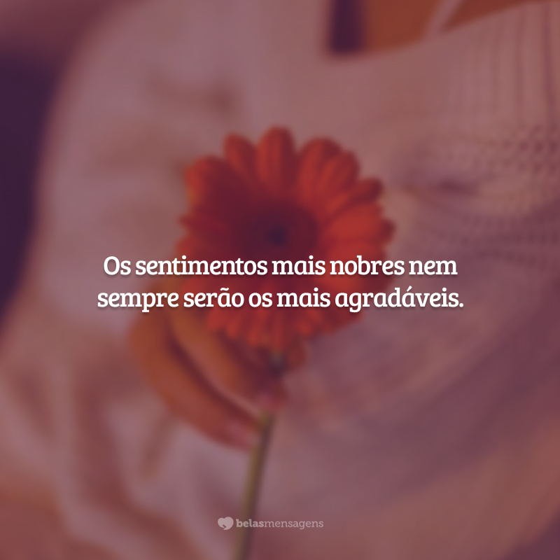 Os sentimentos mais nobres nem sempre serão os mais agradáveis.