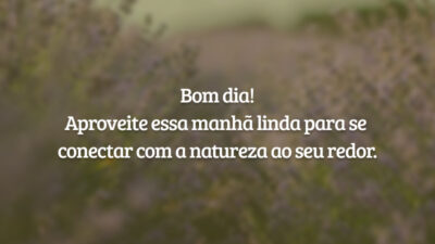 Bom dia! Aproveite essa manhã linda para se conectar com a natureza ao seu redor.