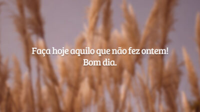 Faça hoje aquilo que não fez ontem! Bom dia.