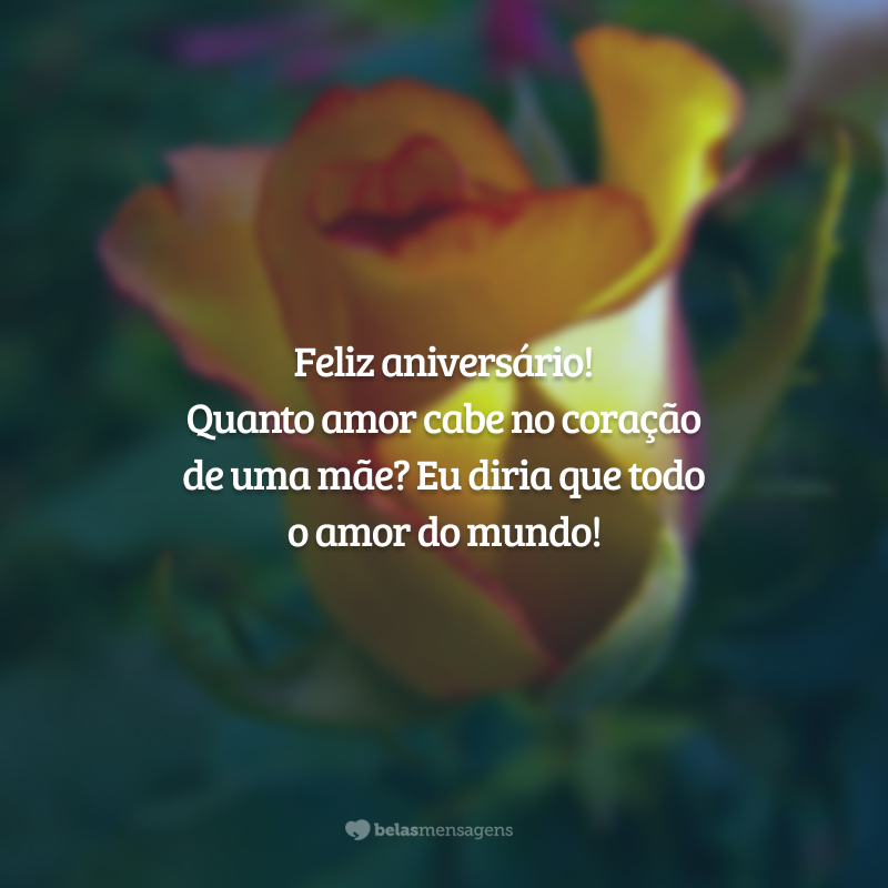 Feliz aniversário! Quanto amor cabe no coração de uma mãe? Eu diria que todo o amor do mundo!