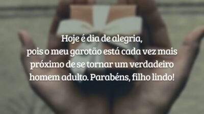 Hoje é dia de alegria, pois o meu garotão está cada vez mais próximo de se tornar um verdadeiro homem adulto. Parabéns, filho lindo!