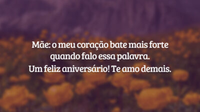 Mãe: o meu coração bate mais forte quando falo essa palavra. Um feliz aniversário! Te amo demais.