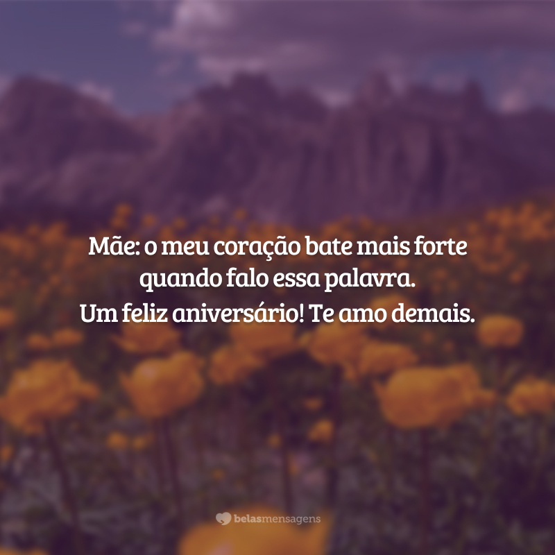 Mãe: o meu coração bate mais forte quando falo essa palavra. Um feliz aniversário! Te amo demais.