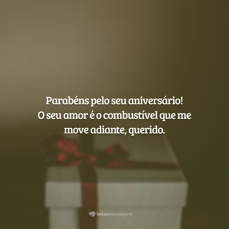 Parabéns pelo seu aniversário! O seu amor é o combustível que me move adiante, querido.