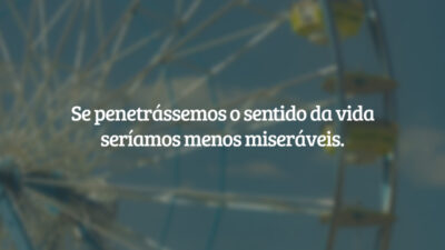 Se penetrássemos o sentido da vida seríamos menos miseráveis.