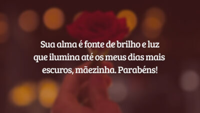 Sua alma é fonte de brilho e luz que ilumina até os meus dias mais escuros, mãezinha. Parabéns!