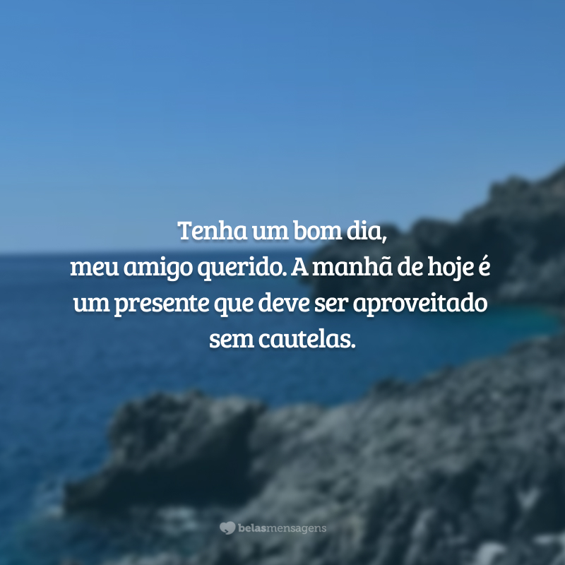 Tenha um bom dia, meu amigo querido. A manhã de hoje é um presente que deve ser aproveitado sem cautelas.