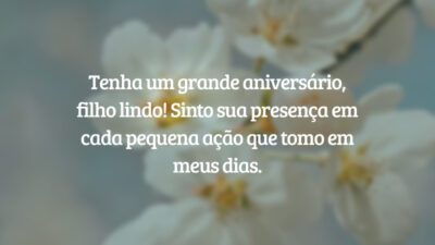 Tenha um grande aniversário, filho lindo! Sinto sua presença em cada pequena ação que tomo em meus dias.