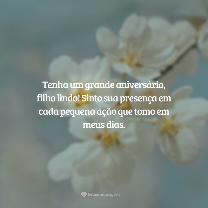 Tenha um grande aniversário, filho lindo! Sinto sua presença em cada pequena ação que tomo em meus dias.