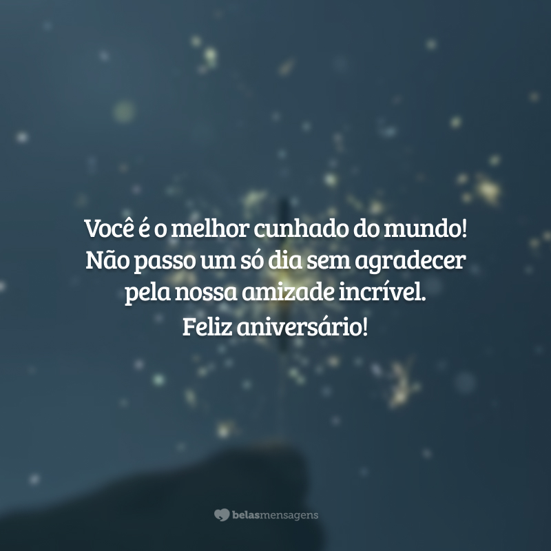 Você é o melhor cunhado do mundo! Não passo um só dia sem agradecer pela nossa amizade incrível. Feliz aniversário!