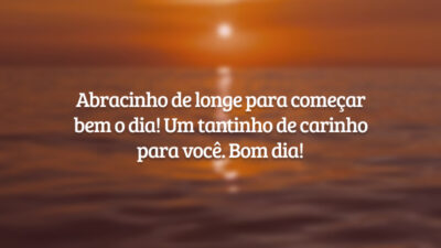 Abracinho de longe para começar bem o dia! Um tantinho de carinho para você. Bom dia!