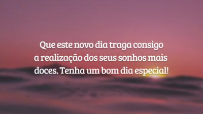 Que este novo dia traga consigo a realização dos seus sonhos mais doces. Tenha um bom dia especial!
