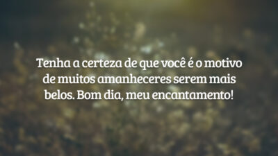 Tenha a certeza de que você é o motivo de muitos amanheceres serem mais belos. Bom dia, meu encantamento!