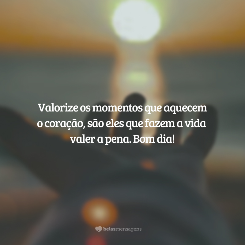 Valorize os momentos que aquecem o coração, são eles que fazem a vida valer a pena. Bom dia!