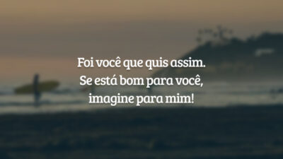 Foi você que quis assim. Se está bom para você, imagine para mim!