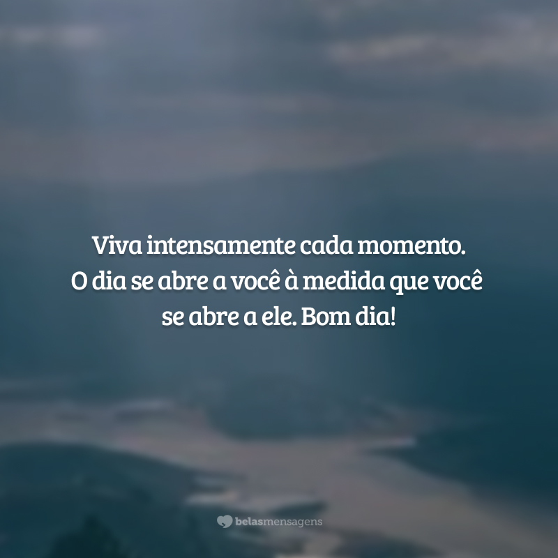 Viva intensamente cada momento. O dia se abre a você à medida que você se abre a ele. Bom dia!